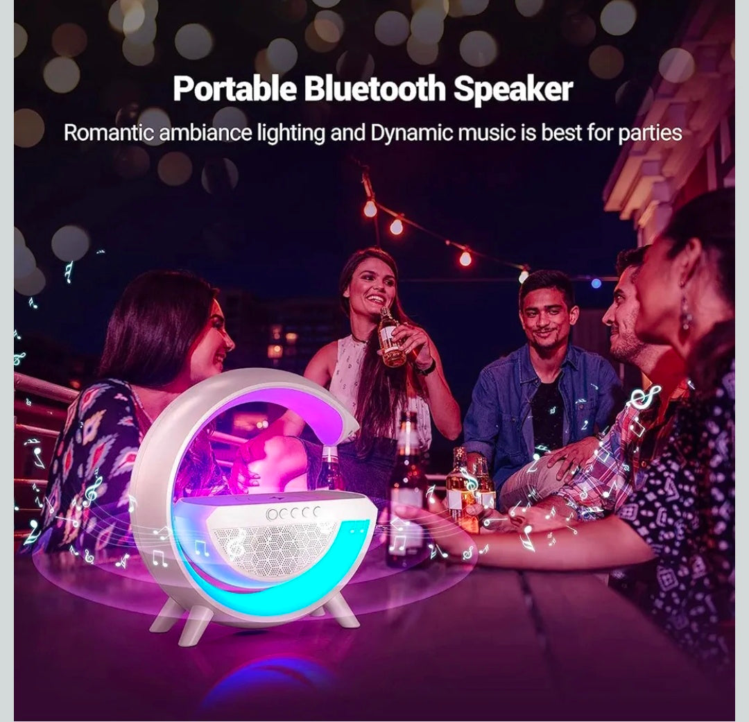 3 IN 1 MULTIFUNCTION G SHAPE LED BLUTOOTH SPEAKER WITH WIRELESD FAST CHARGER