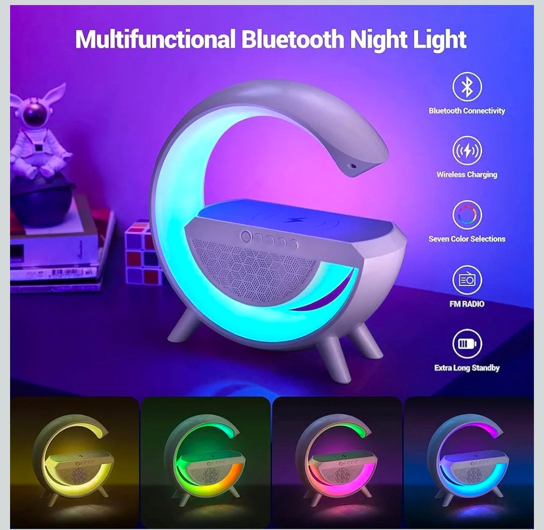 3 IN 1 MULTIFUNCTION G SHAPE LED BLUTOOTH SPEAKER WITH WIRELESD FAST CHARGER