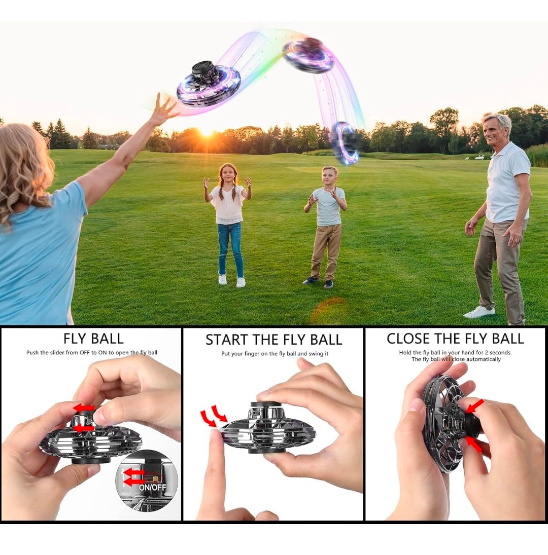 FLYNOVA UFO Flying Spinner Ball for Children,Adult | USB Rechargeable Built-in RGB Lights 360 Rotating Magic Controller