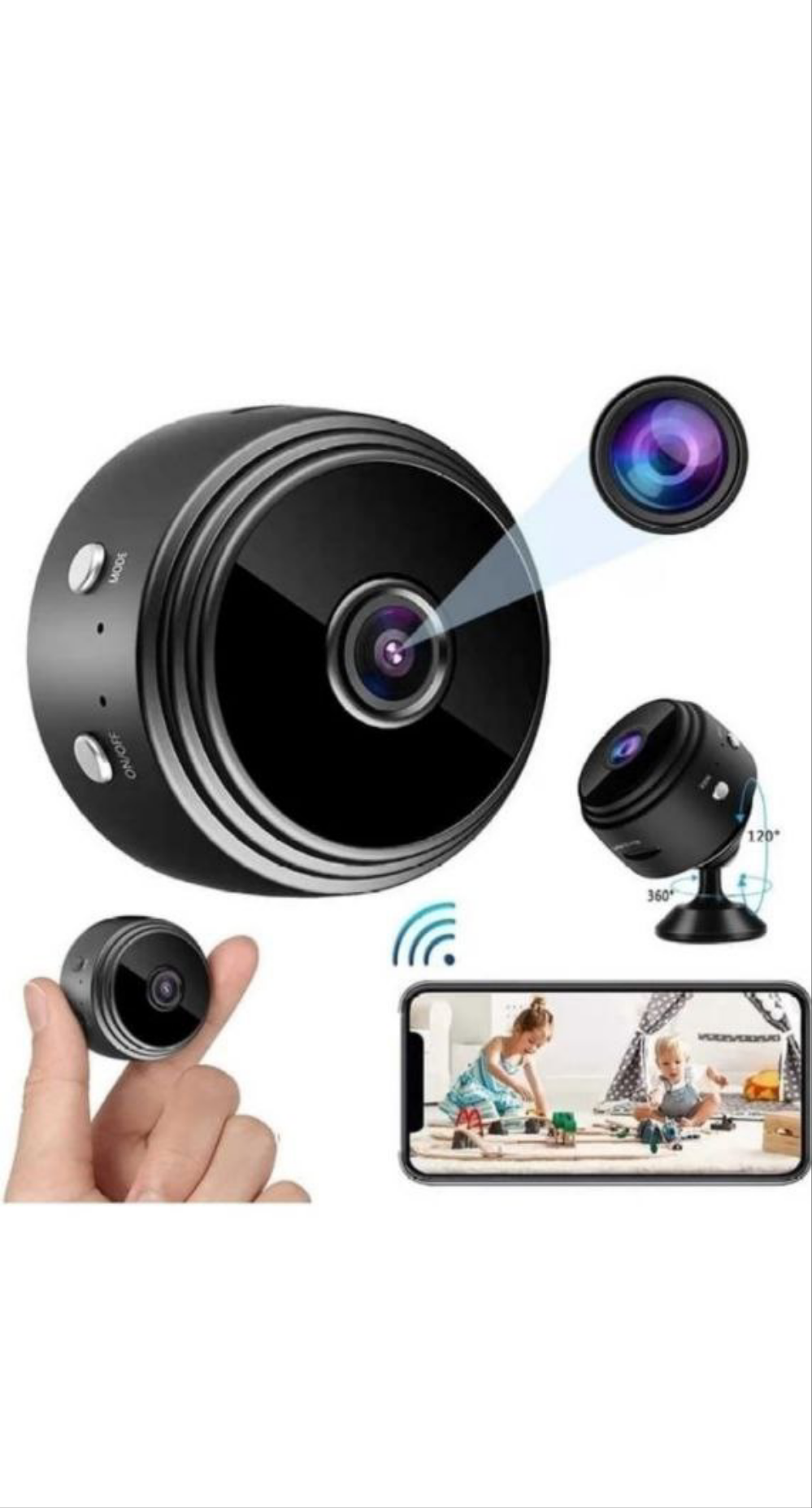 AB SmartEye Mini Wireless WiFi Security Camera | HD 1080p Indoor Video Recorder with Low Light Vision | Portable & Magnetic | Home, Office, and Baby Monitor